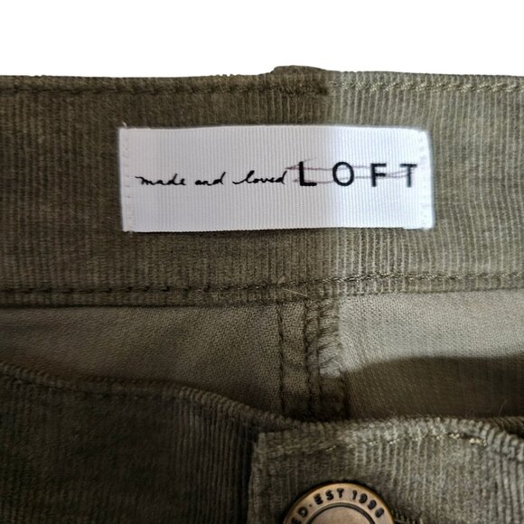 Loft Olive Green Modern Skinny Corduroy Pants Size 14 - Picture 4 of 9